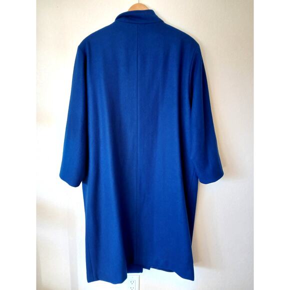 Vintage Roamans Royal Blue Wool Blend Winter Overcoat Pleated Shoulders - Picture 2 of 6